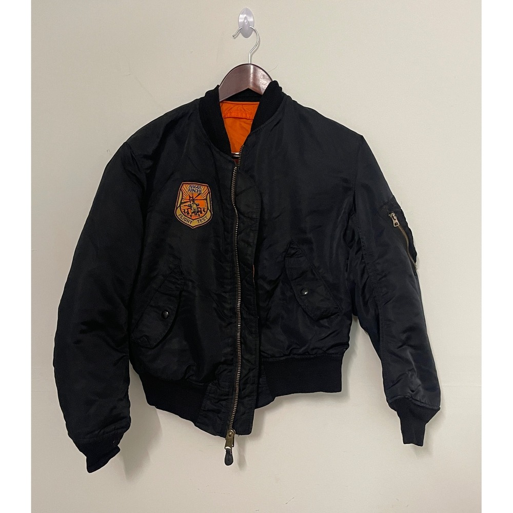 Alpha Industries MA-1 Flight Jacket Black AH-64A Apache Flight Test Small USA